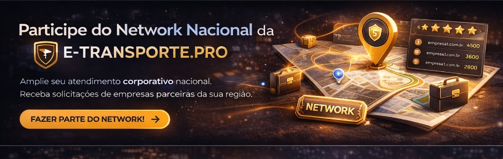 Ilustração: network nacional E-Transporte.pro com mapa e ligações.